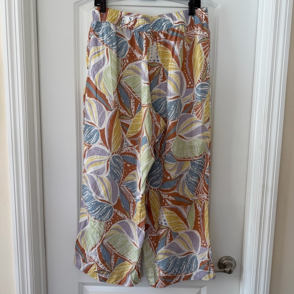 Coastal Wide Leg L 100% Linen Pants Beachy Boho Resort Euro Tropical Cali FL - Picture 3 of 14